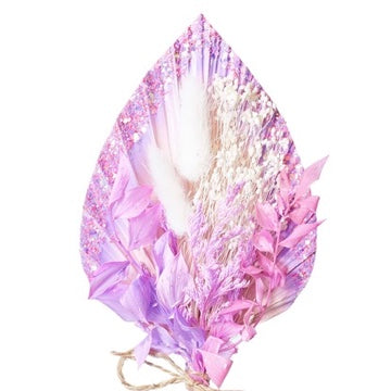 Dried Palm Spear Bouquet (Pink, Purple Glitter & White)