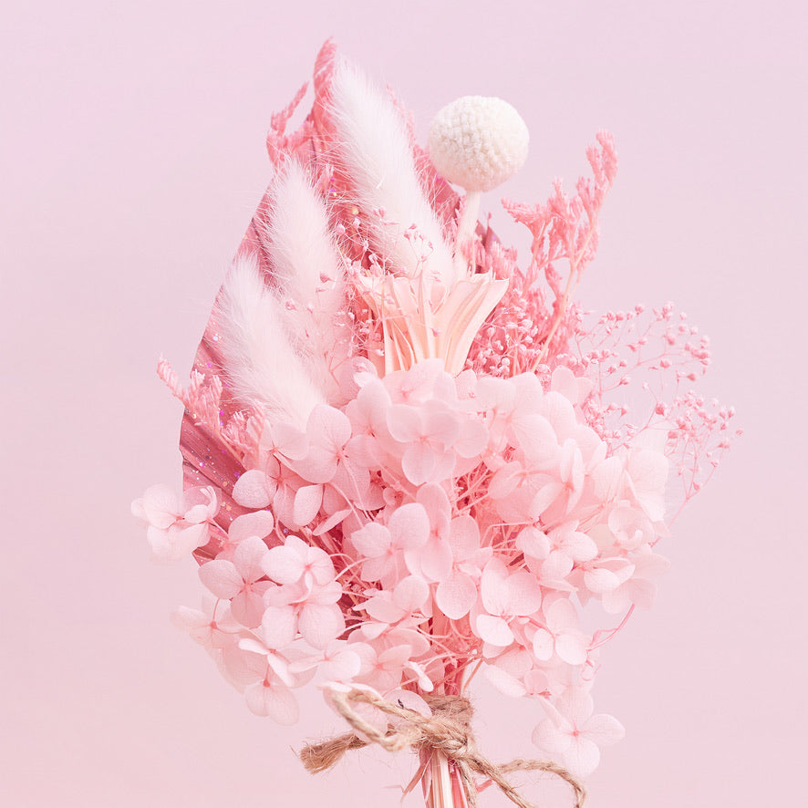 Dried Palm Spear Bouquet (Pink, Glitter & White)