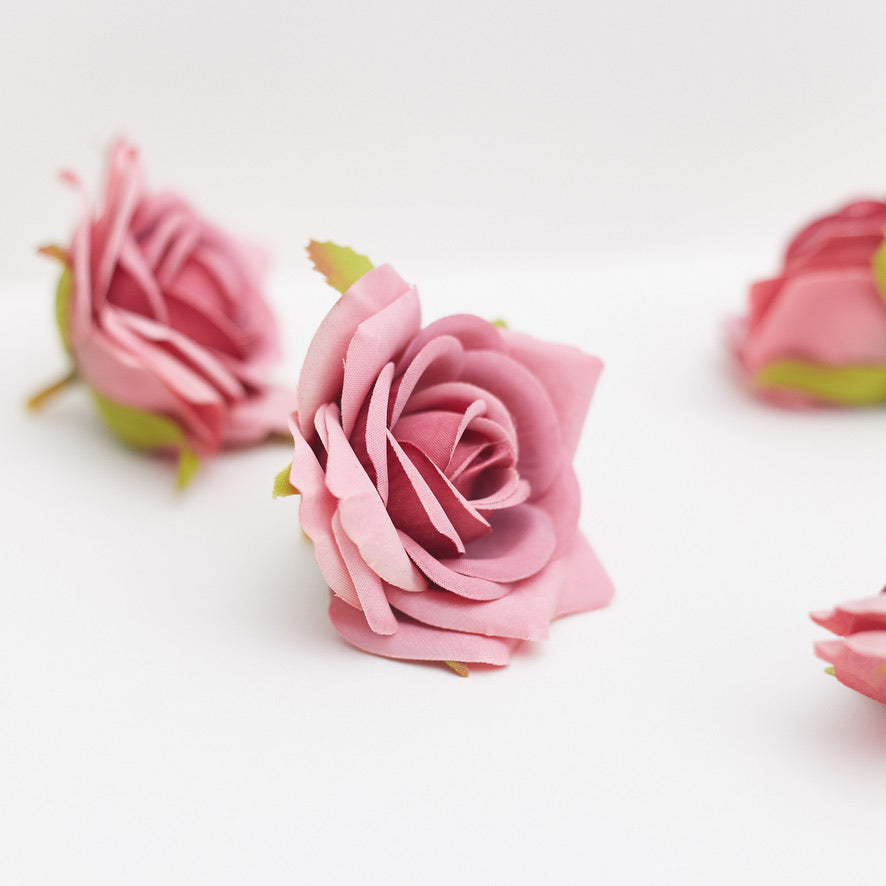 Silk Rose Heads - Pack of 10 | 7cm Diameter (Deep Pink)