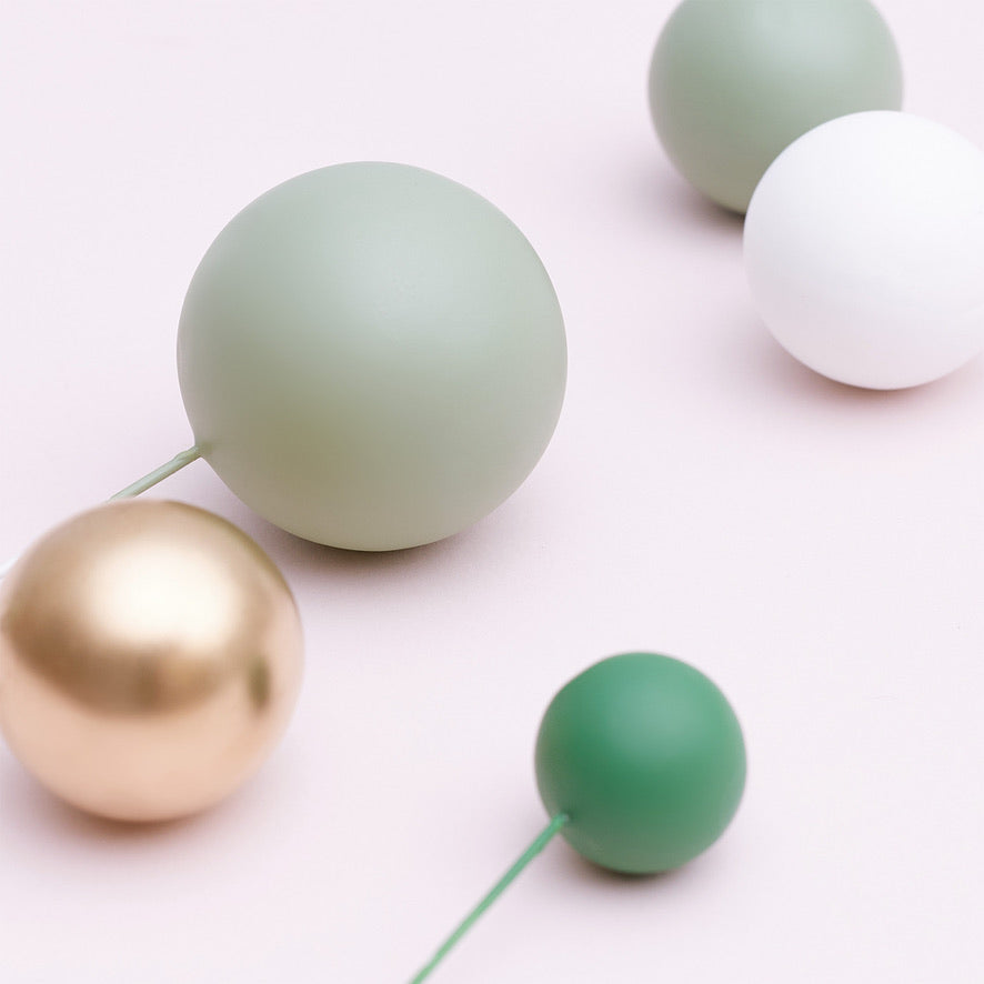 32 Pieces Cake Decorating Ball Sets - White, Gold, Sage & Dark Green (Mixed Colour Bundle 2)