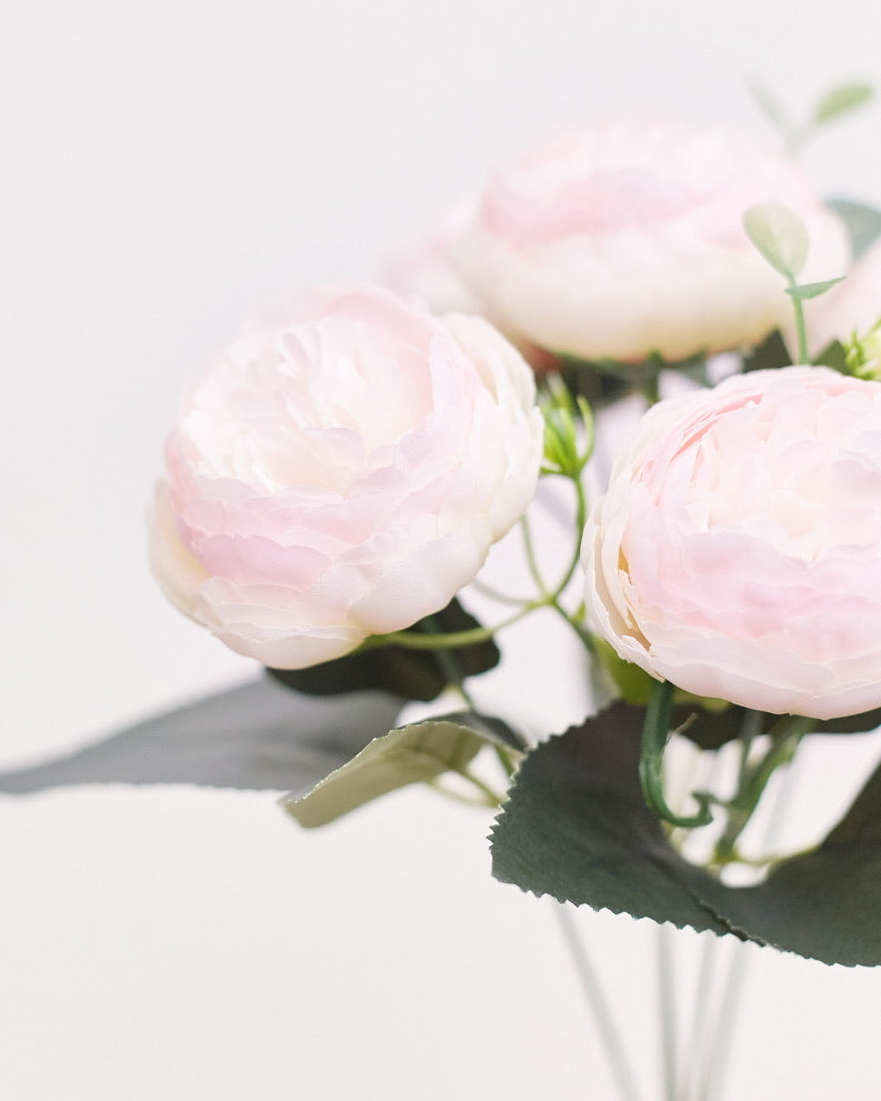 Artificial Silk Peony & Tea Rose Bouquet (Light Pink)