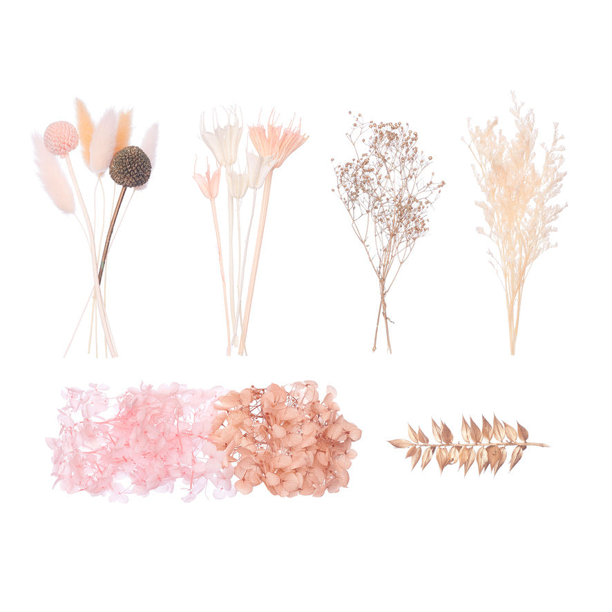 Deluxe Dried Flower Box (Peachy Pinks, White & Gold)