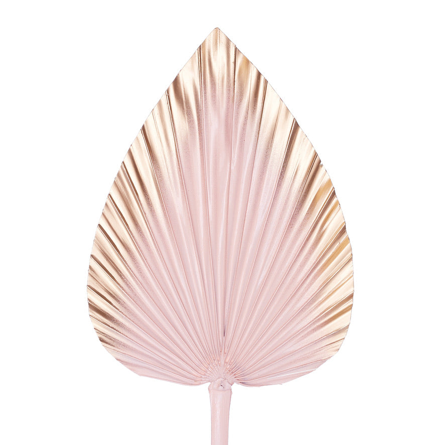 Decorated Dried Palm Spear (Pale Pink & Gold Ombre)