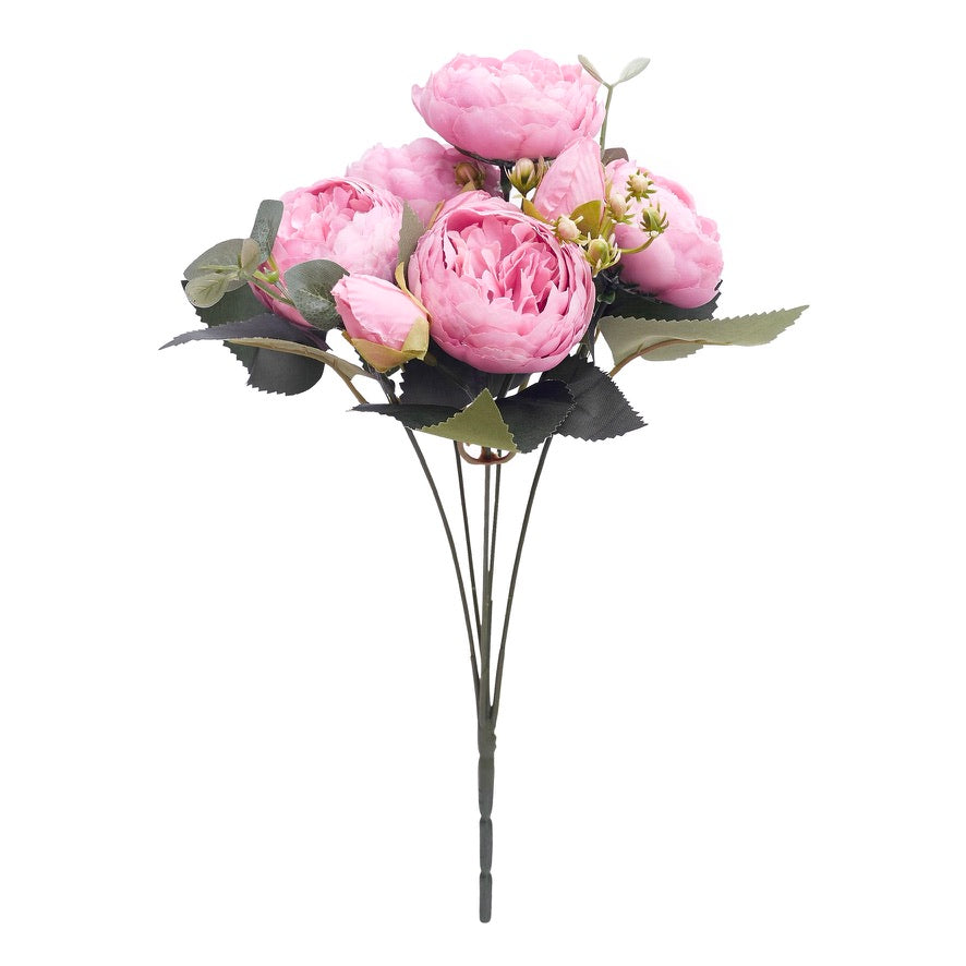 Artificial Silk Peony & Tea Rose Bouquet (Pink)