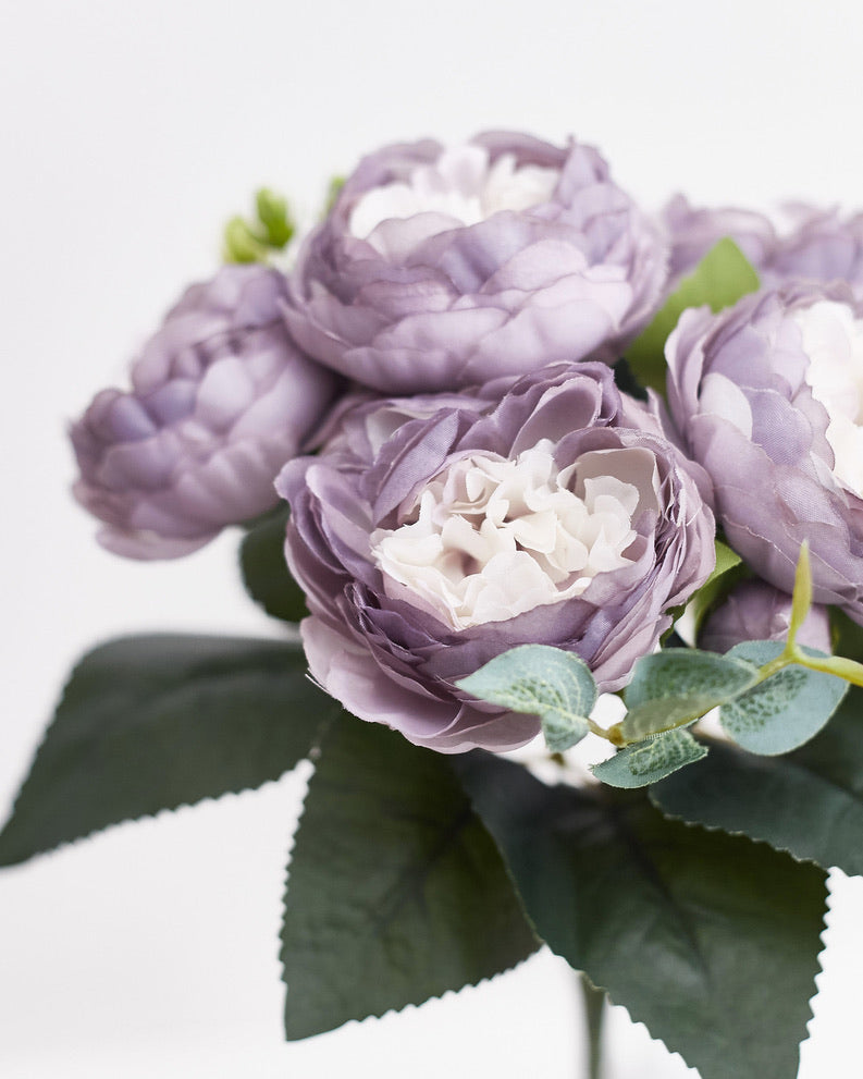 Artificial Silk Peony & Tea Rose Bouquet (Light Purple)