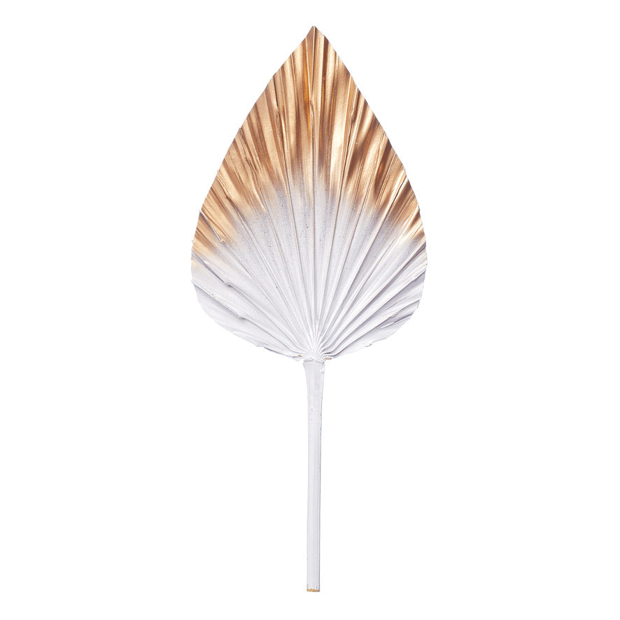 Decorated Dried Palm Spear (Gold & White Ombre)