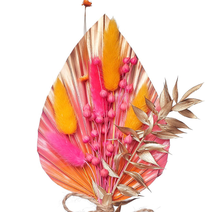 Dried Palm Spear Bouquet (Hot Pink, Orange & Gold)
