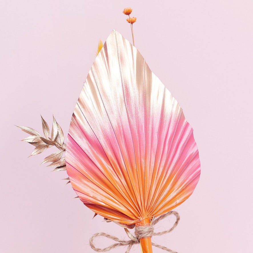Dried Palm Spear Bouquet (Hot Pink, Orange & Gold)