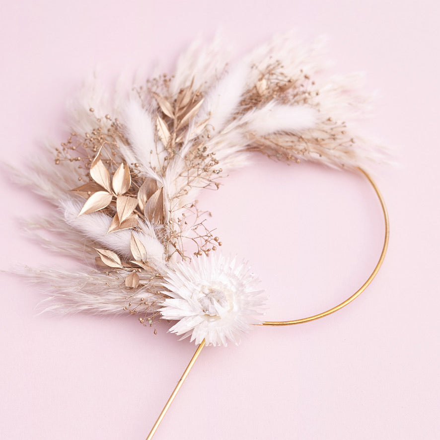 Dried Flower Ring (10cm with stem) (Gold)