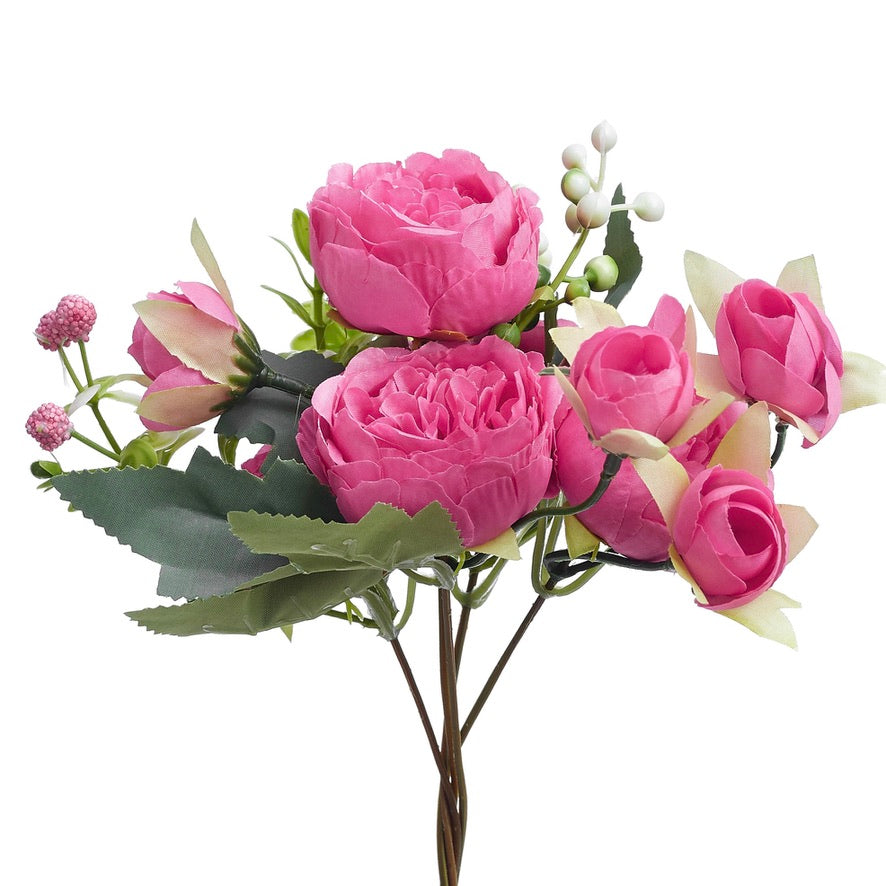 Artificial Silk Peony & Tea Rose Bouquet (Pretty Rose)