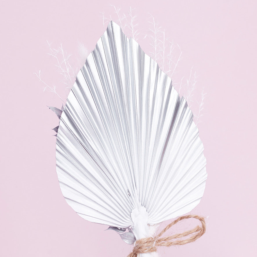 Dried Palm Spear Bouquet (Silver & White)