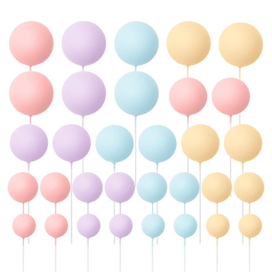 32 Pieces Cake Decorating Ball Sets - Lilac, Light Pink, Lemon & Light Blue (Mixed Colour Bundle 9)