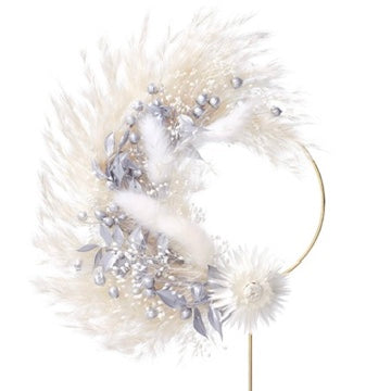 Dried Flower Ring (10cm with stem) (Silver & White)