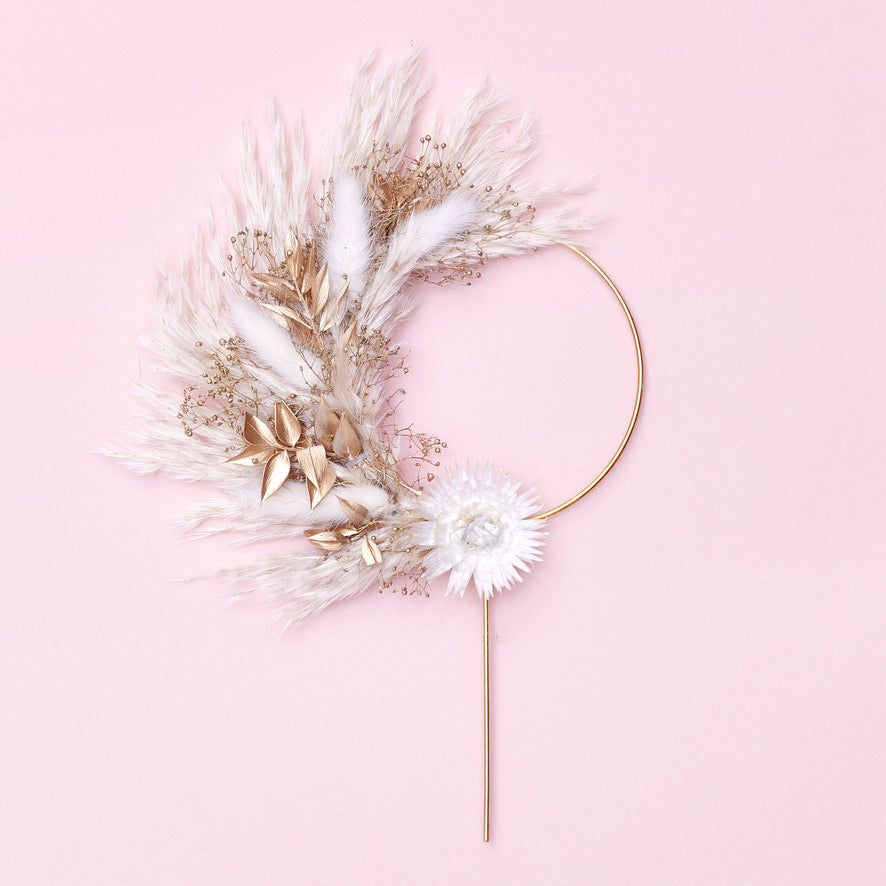 Dried Flower Ring (10cm with stem) (Gold)
