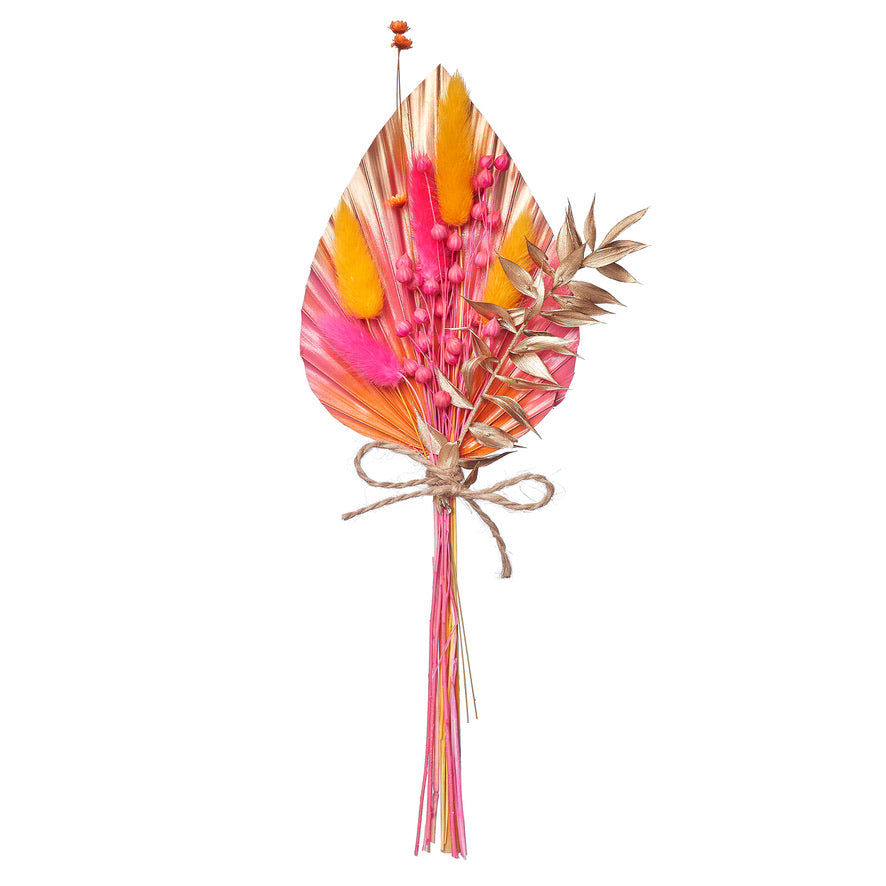 Dried Palm Spear Bouquet (Hot Pink, Orange & Gold)