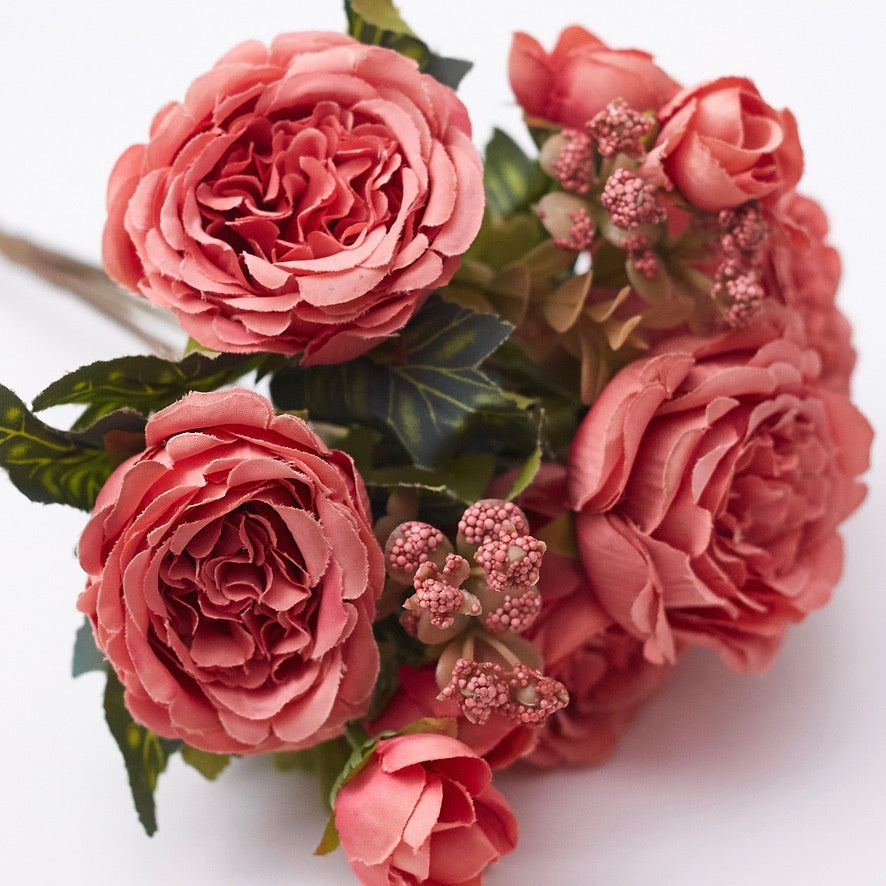 Artificial Silk Peony & Tea Rose Bouquet (Pretty Blush)