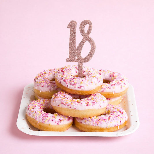 Rose Gold Number '18' Glitter Acrylic Cake Topper