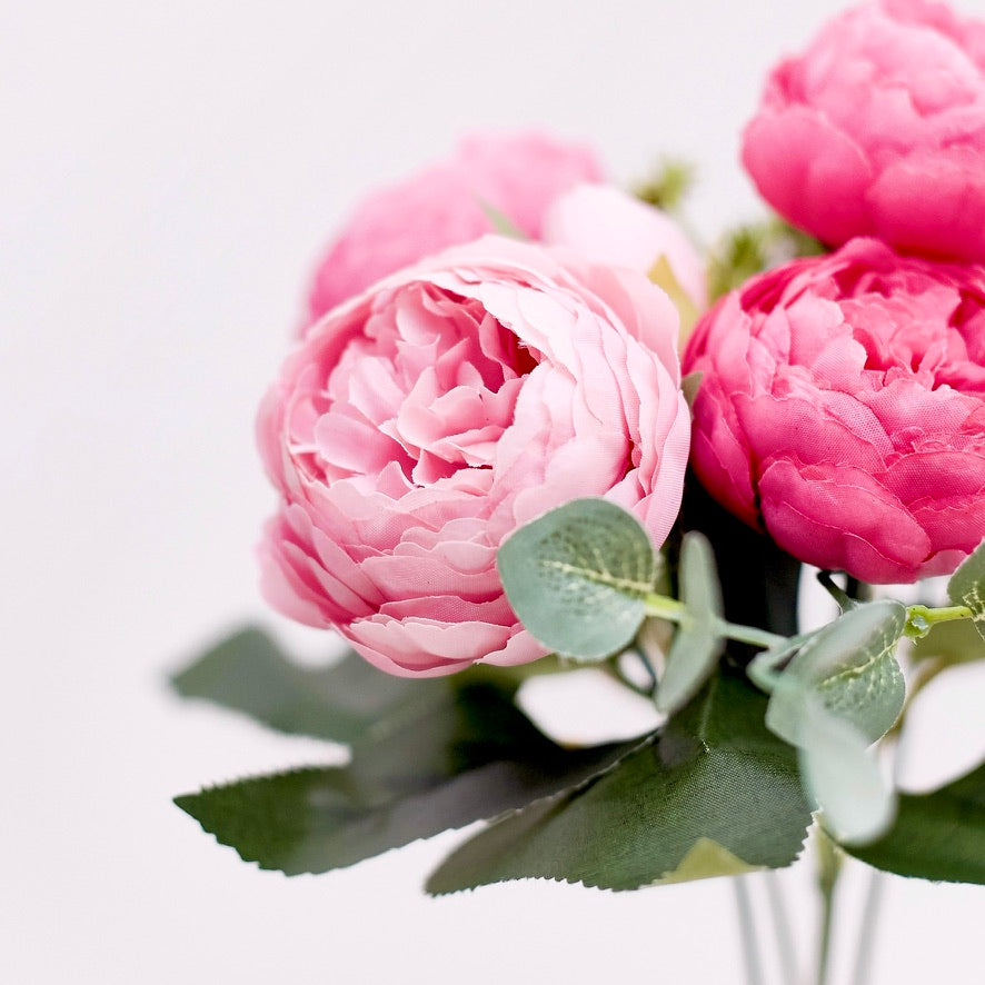 Artificial Silk Peony & Tea Rose Bouquet (Light Rose)
