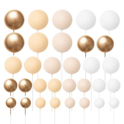 32 Pieces Cake Decorating Ball Sets - White, Gold, Lemon & Ivory Beige (Mixed Colour Bundle 6)