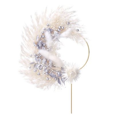 Dried Flower Ring (10cm with stem) (Silver & White)