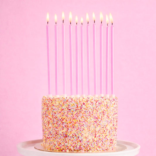 Pink Tall Skinny Wax Candles - Pack of 12