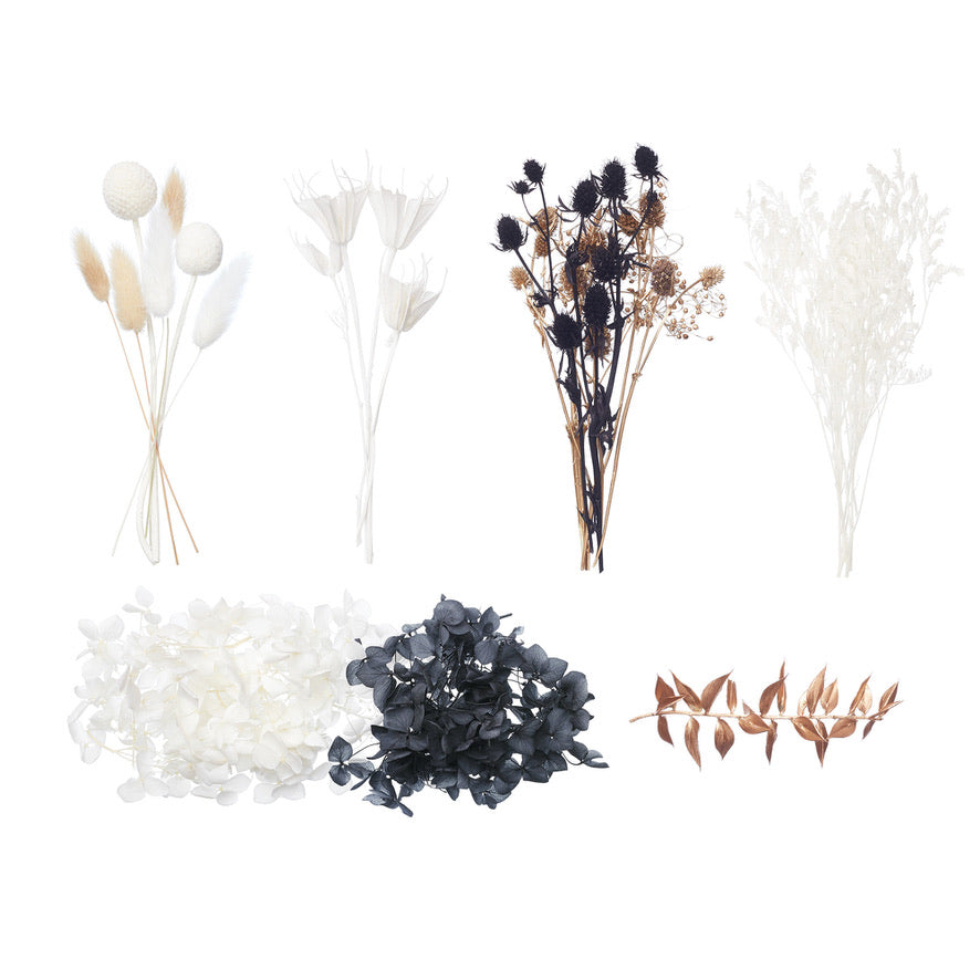 Deluxe Dried Flower Box (Black, White & Gold)