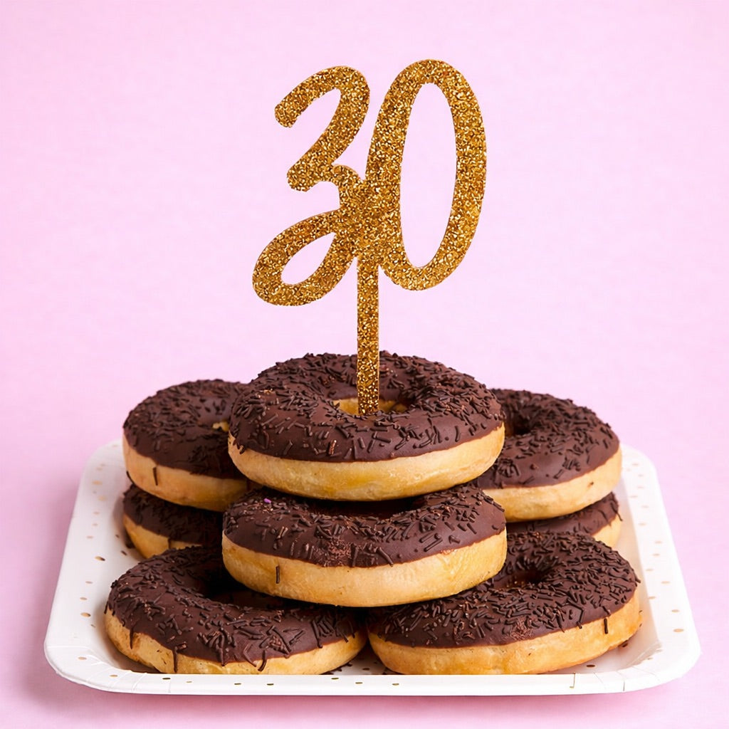 Gold Number '30' Glitter Acrylic Cake Topper