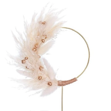 Dried Flower Ring (10cm with stem) (Gold & White)