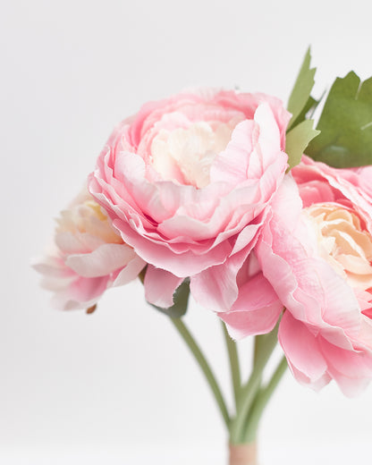 Ranunculus Artificial Silk Flower Bouquet (Sweet Pink & Cream)