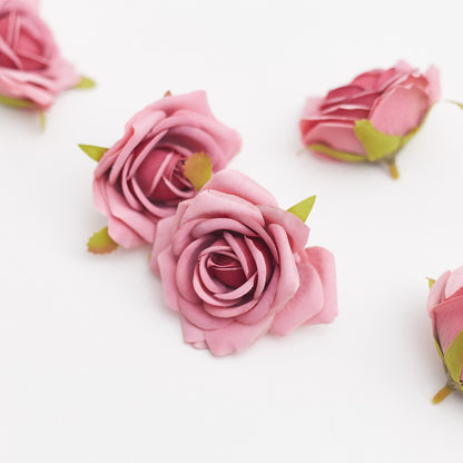 Silk Rose Heads - Pack of 10 | 7cm Diameter (Deep Pink)