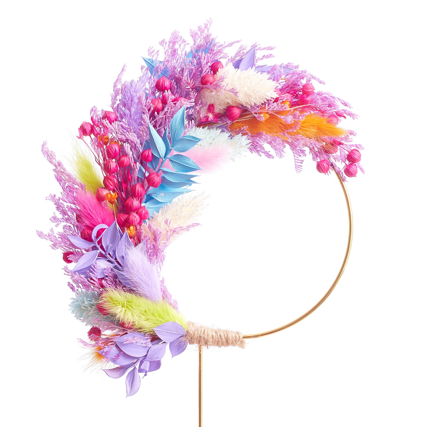 Dried Flower Ring (10cm with stem) (Rainbow Sherbet)