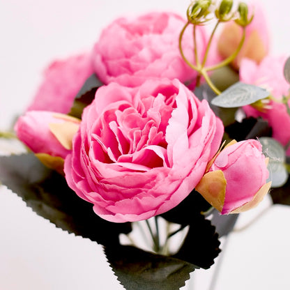 Artificial Silk Peony & Tea Rose Bouquet (Rose Pink)