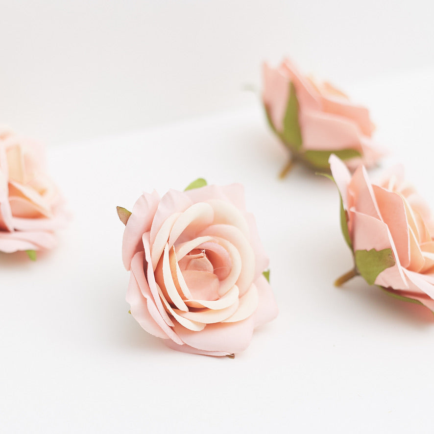 Silk Rose Heads - Pack of 10 | 7cm Diameter (Light Pink)