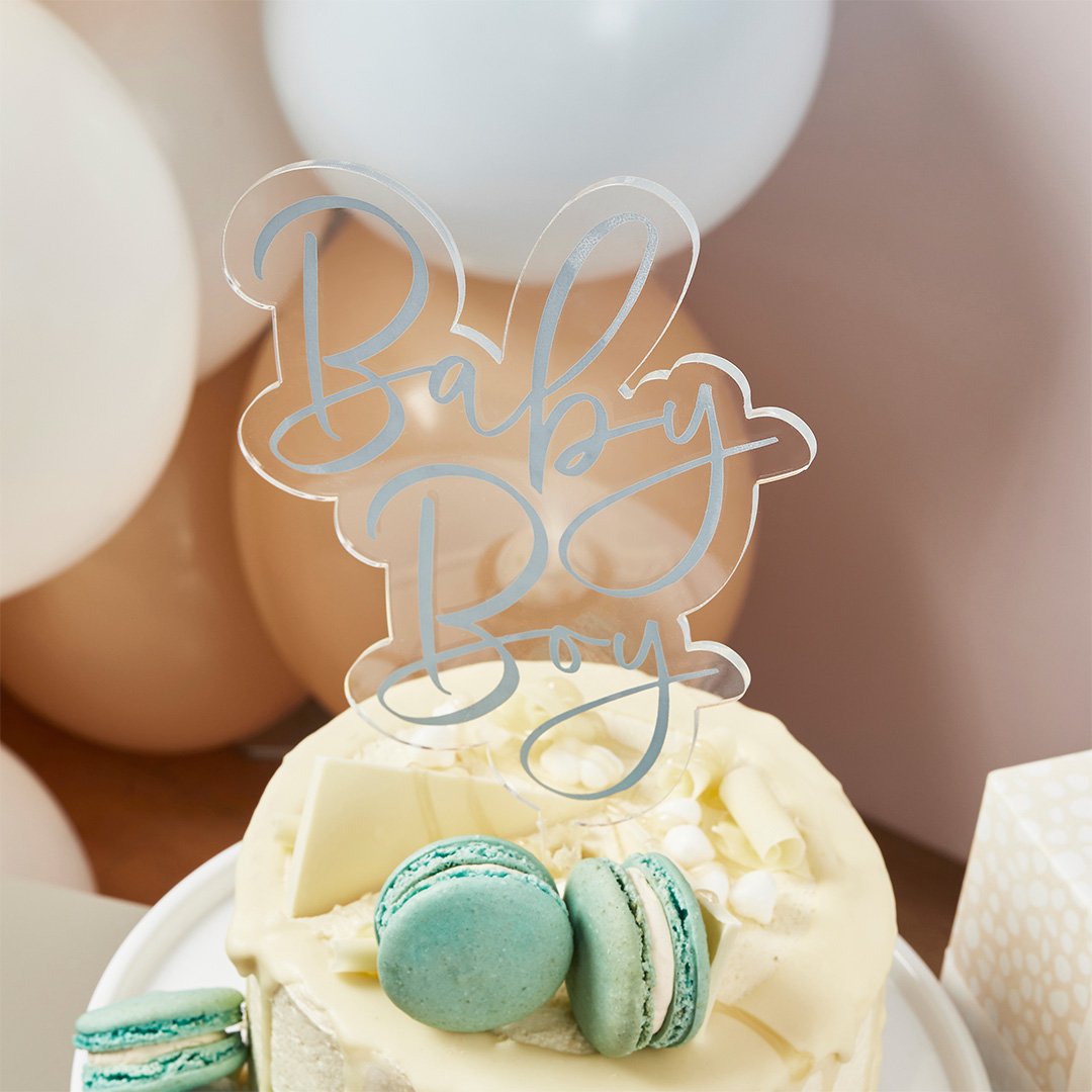 Blue 'Baby Boy' Acrylic Cake Topper