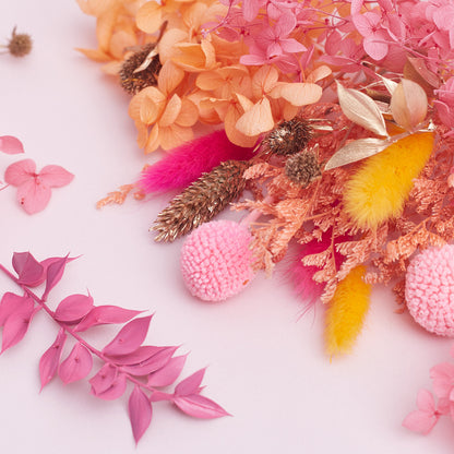 Deluxe Dried Flower Box (Hot Pink, Orange & Gold)