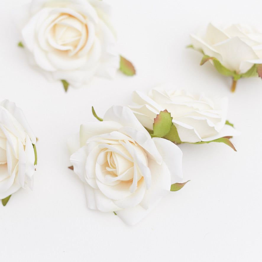 Silk Rose Heads - Pack of 10 | 7cm Diameter (Cream)