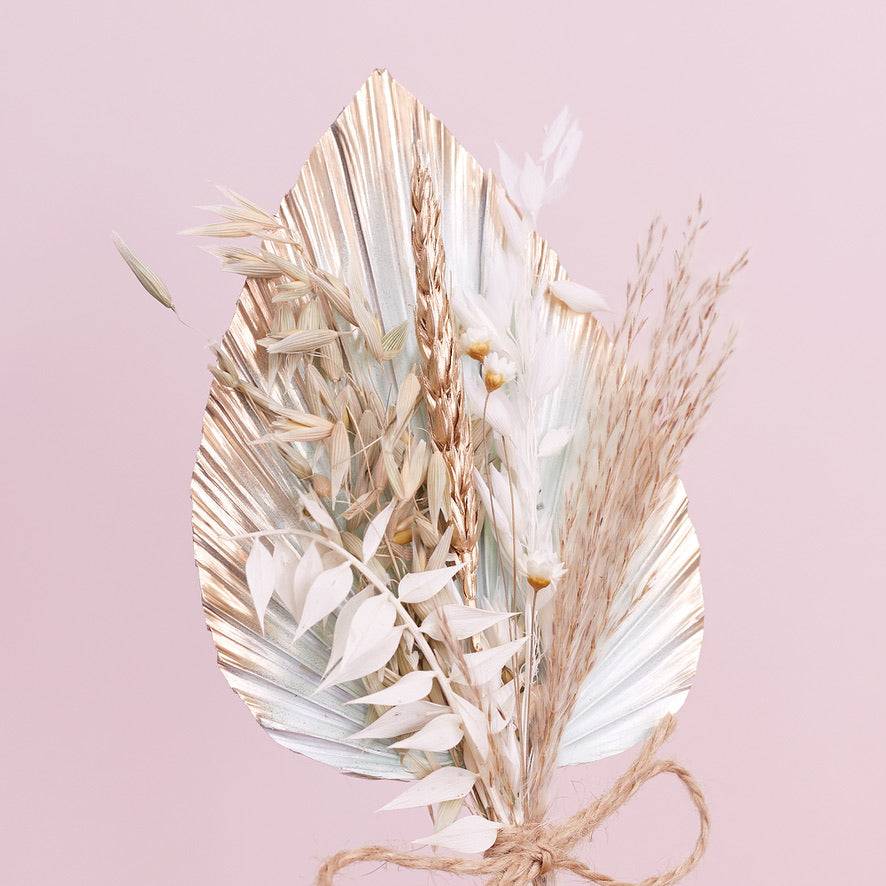 Dried Palm Spear Bouquet (Sage & Gold)