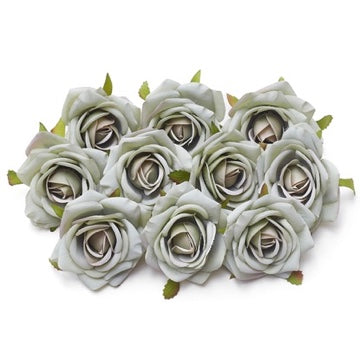 Silk Rose Heads - Pack of 10 | 7cm Diameter (Sage)