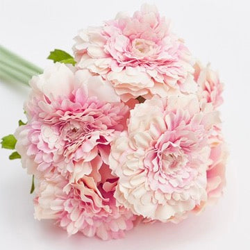 Chrysanthemum Artificial Silk Flower Bouquet (Strawberries & Cream)
