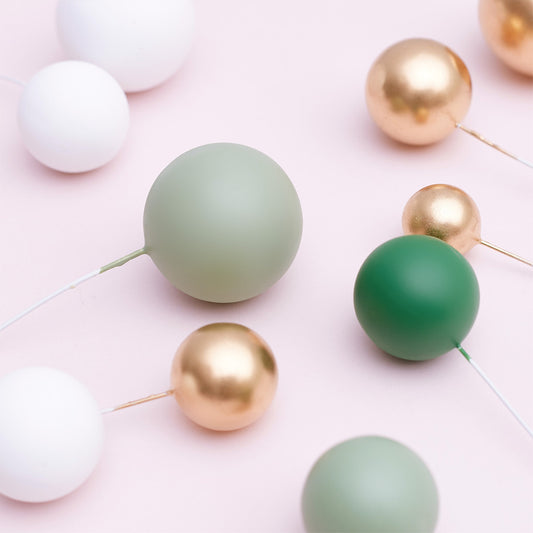 32 Pieces Cake Decorating Ball Sets - White, Gold, Sage & Dark Green (Mixed Colour Bundle 2)
