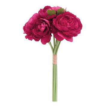 Ranunculus Artificial Silk Flower Bouquets (Berry Red)
