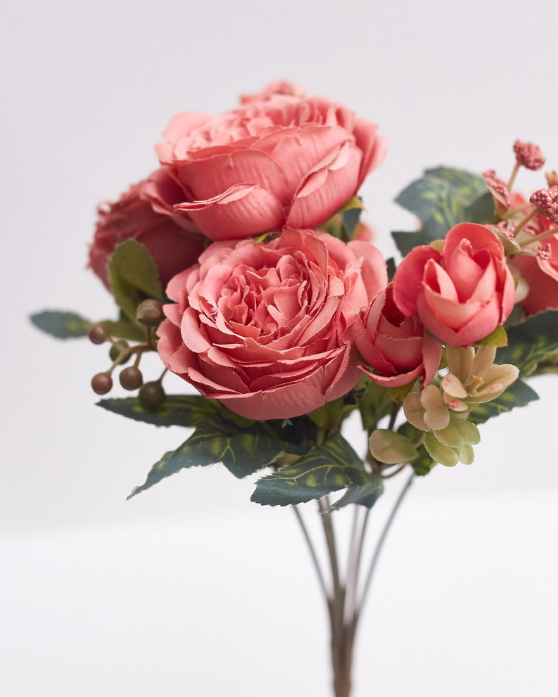 Artificial Silk Peony & Tea Rose Bouquet (Pretty Blush)