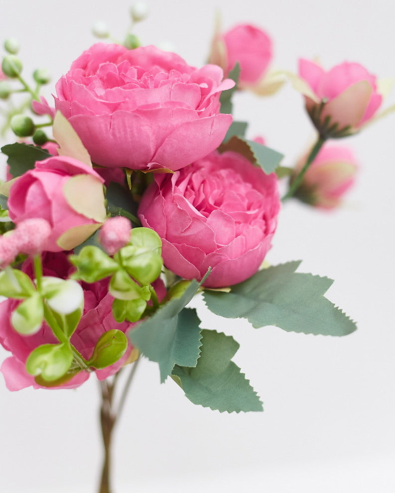 Artificial Silk Peony & Tea Rose Bouquet (Pretty Rose)