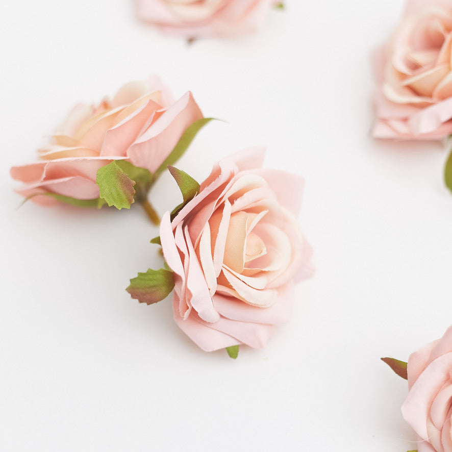 Silk Rose Heads - Pack of 10 | 7cm Diameter (Light Pink)