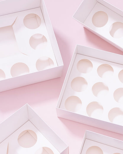 Extra Tall Premium Cupcake Boxes – Pack of 5 with Clear Lids (12 Holes)
