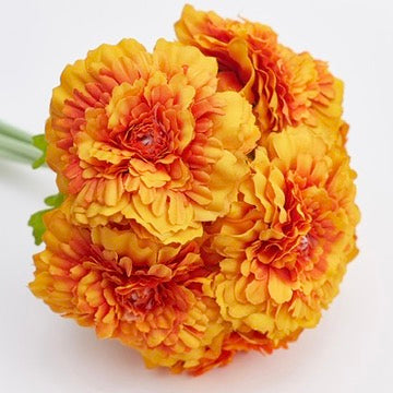 Chrysanthemum Artificial Silk Flower Bouquet (Tangerine)