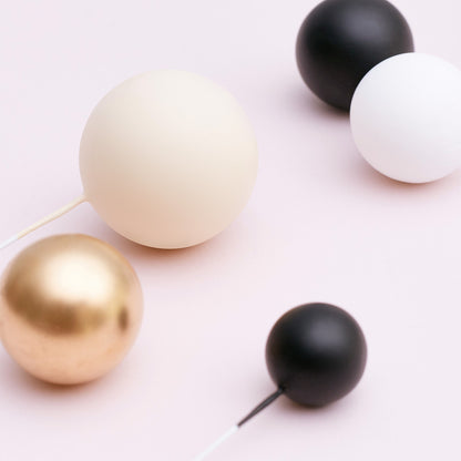 32 Pieces Cake Decorating Ball Sets - White, Gold, Black & Ivory Beige (Mixed Colour Bundle 7)
