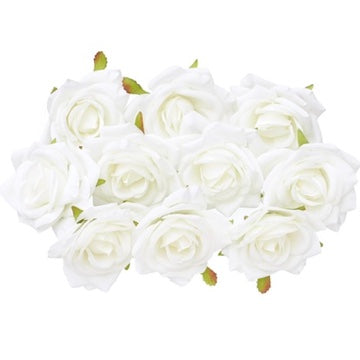 Silk Rose Heads - Pack of 10 | 7cm Diameter (White)
