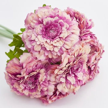 Chrysanthemum Artificial Silk Flower Bouquet (Raspberry Ripple)
