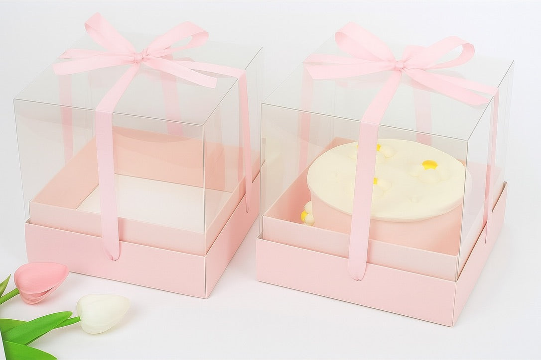 Mini Cake/Bento Cake Board & Box Sets (Light Pink)